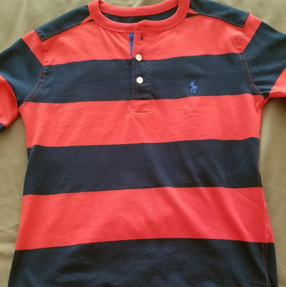 Striped Henley Polo TShirt